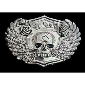 Mens Belt Buckle Biker Goth Grunge Skull & Roses‎ Silver Wings Motorcycle Punk